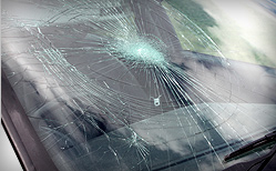 broken and cracked windshield Example of a broken and cracked windshield.